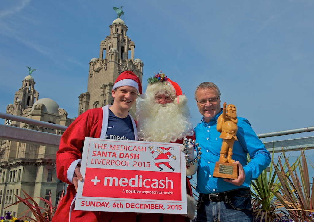 Andy Abernethy from Medicash with Santa and Alan Rothwell from BTR Liverpool